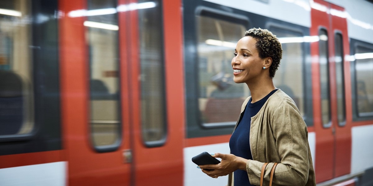 woman waiting for train